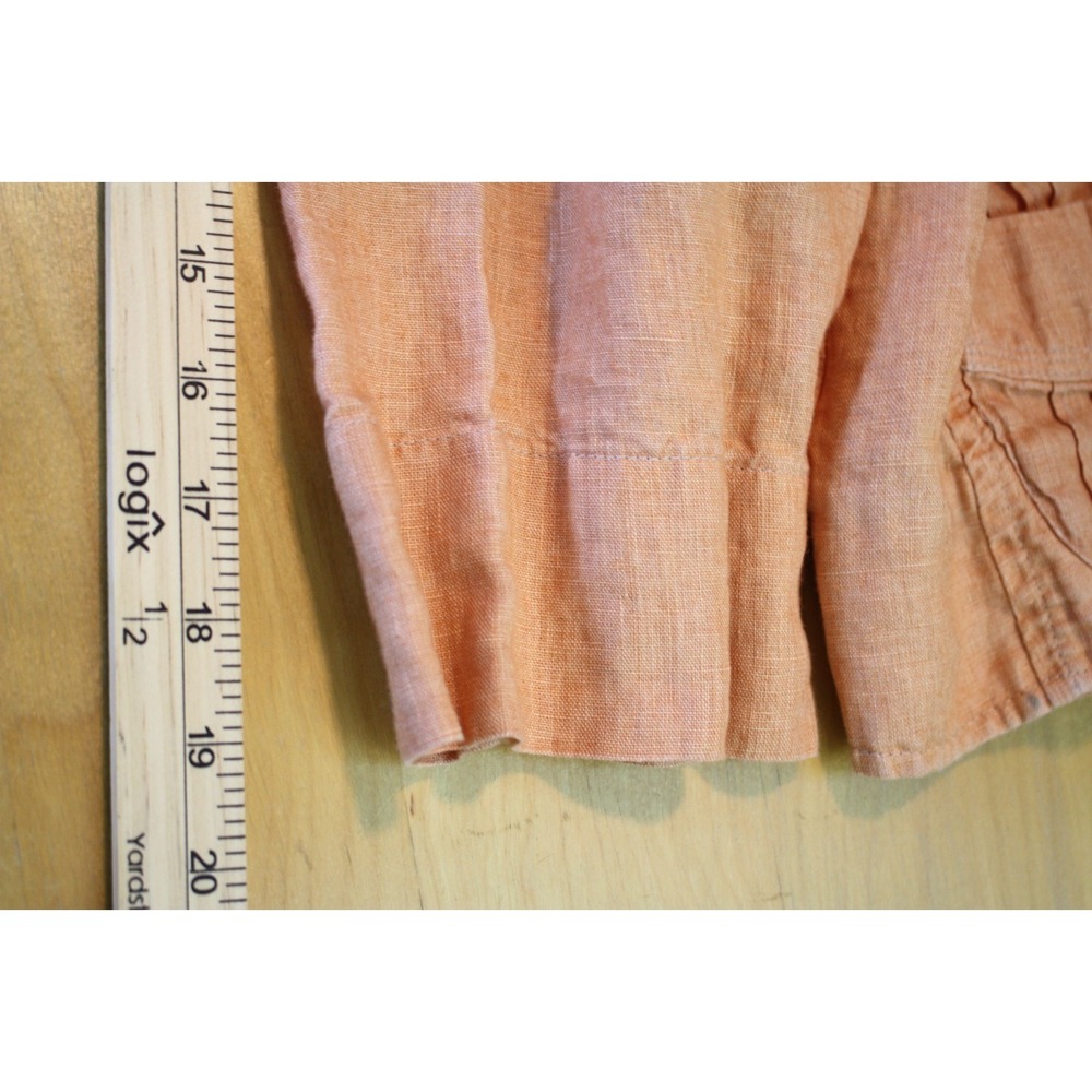 Chico's Jacket Womens Size 3 Orange Linen Button Shacket Lagenlook Art to Wear - Picture 12 of 12